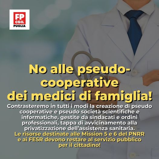No alle pseudo cooperative dei medici di famiglia!